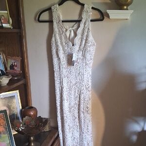 Gorgeous CASABLANCA Elegant Lace Sequin Sleeveless Maxi Dress Size Small